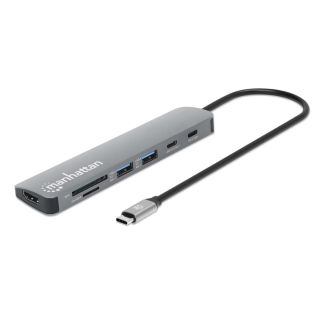 Manhattan SuperSpeed 7-in-1 Multiport hubi USB-C kaapelilla