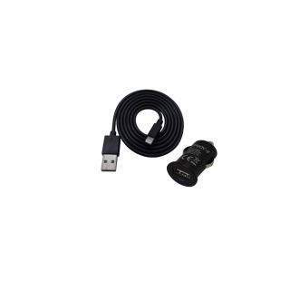 ENJOY 2.4A (12/24V) Apple Lightning lisensoitu autolaturi USB-liittimellä ja kaapelilla (musta)